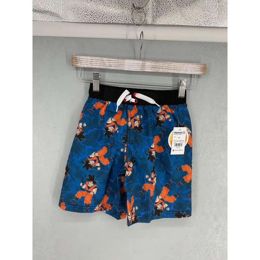Dragon Ball Z Boys Swim Trunks Goku Graphic Blue Board Shorts Size 6/7
